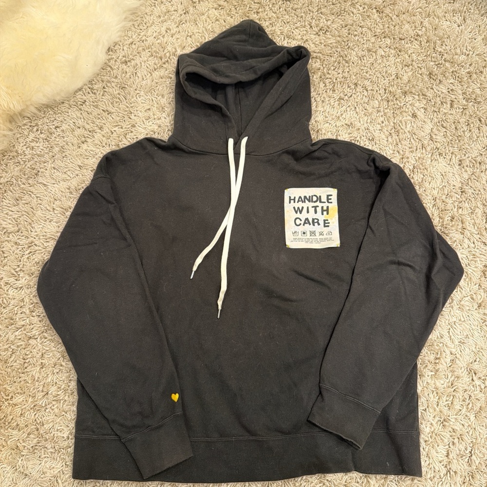 Kerri Rosenthal Black Hoodie with Handle With Care Print